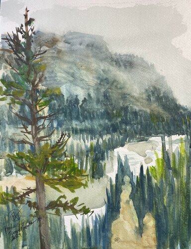 Hoodoos at the Tunnel Mountain, Plein air study von Mariam Qureshi, Malerei kaufen auf Singulart