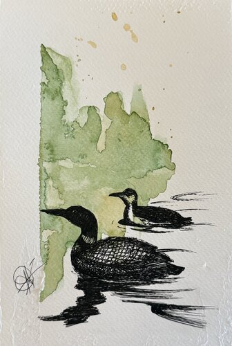 The wake of the pond, study 1 by Mariam Qureshi, Drawing for Sale on Singulart