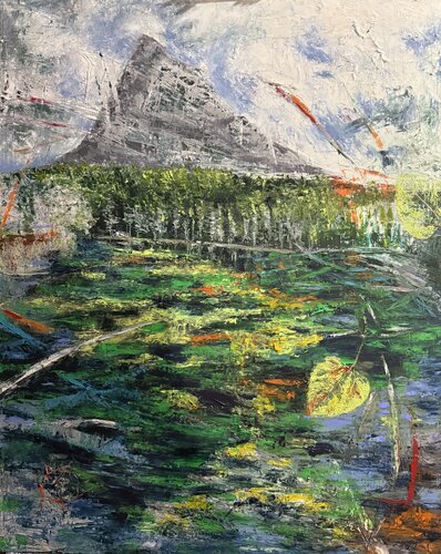 Kenetic frequencies of Grassi Lake Canmore von Mariam Qureshi, Malerei kaufen auf Singulart