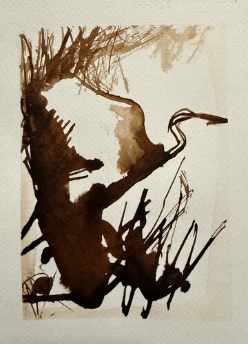Crane in the Shallows by Mariam Qureshi, 絵画 for Sale on Singulart