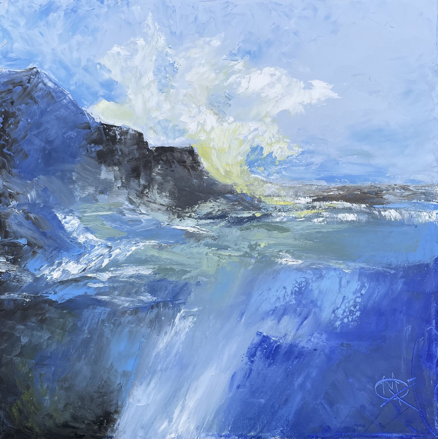 Light under water, Oil painting 2022 Mariam Qureshi Originalgemälde zu verkaufen