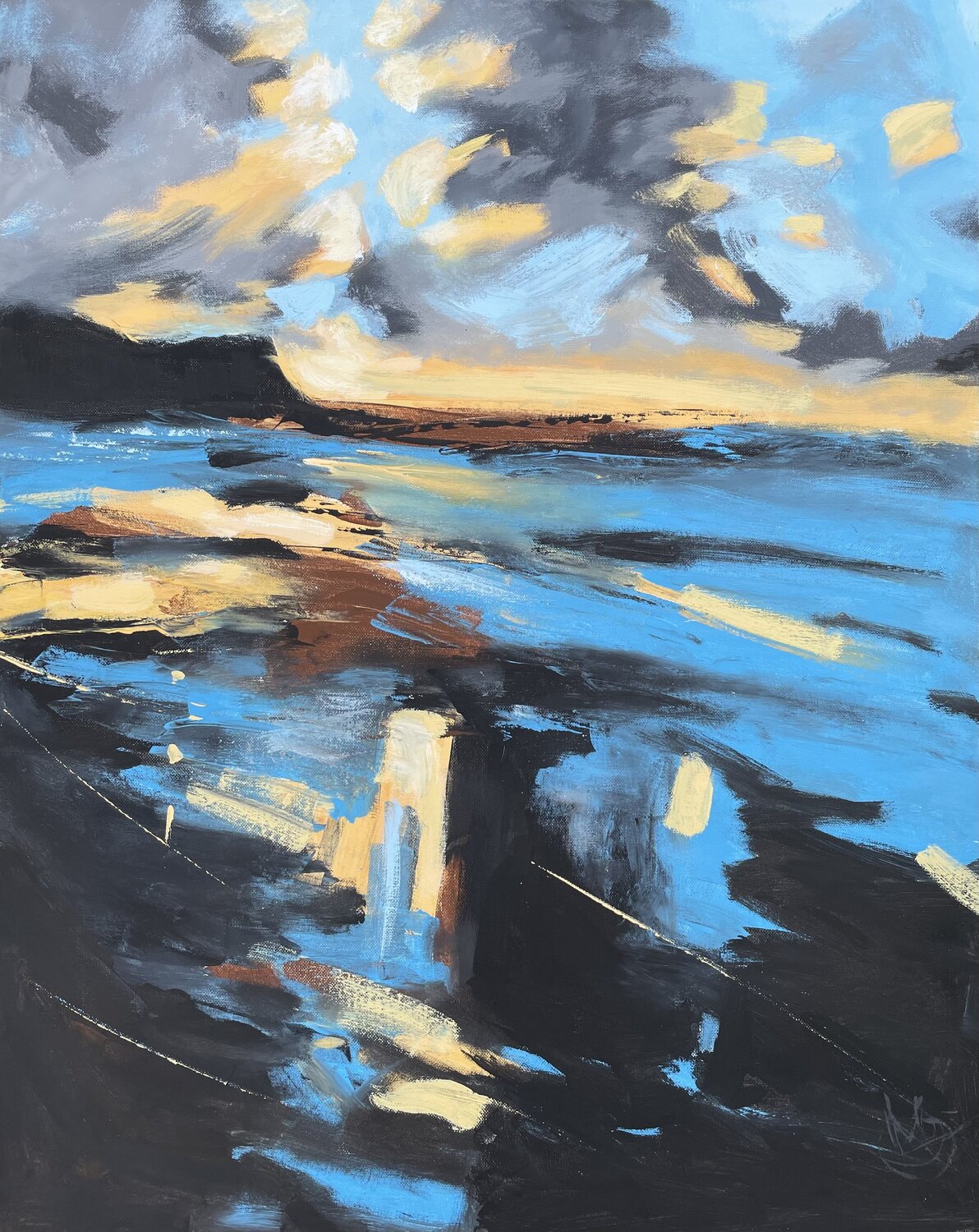 Light drips from the dark sky Mariam Qureshi Pintura original en venta
