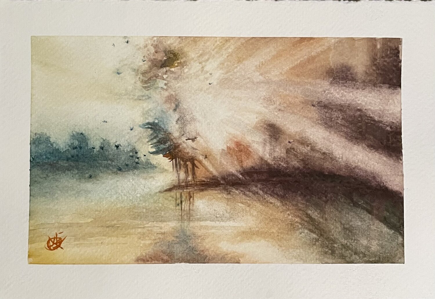Sunlight over two worlds Mariam Qureshi Original painting for sale