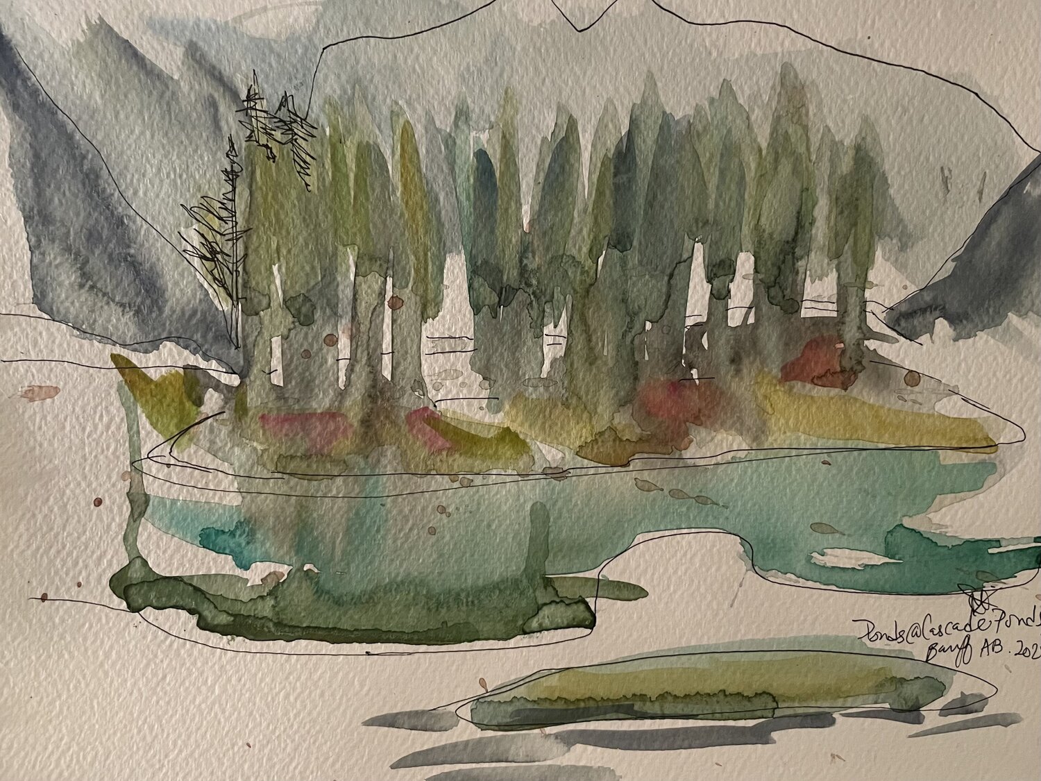 Cascade ponds, Alberta Plein air study Mariam Qureshi