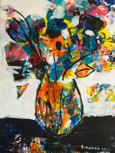 Multicolored Vase von Simonida Djordjevic, Malerei kaufen auf Singulart