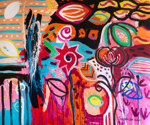 Night in Alice's Garden di Simonida Djordjevic, Pittura in vendita su Singulart
