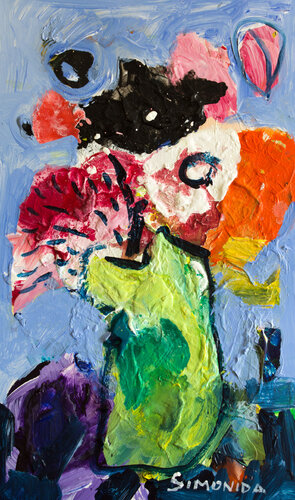 Flowers in a Vase van Simonida Djordjevic, Schilderij te koop op Singulart