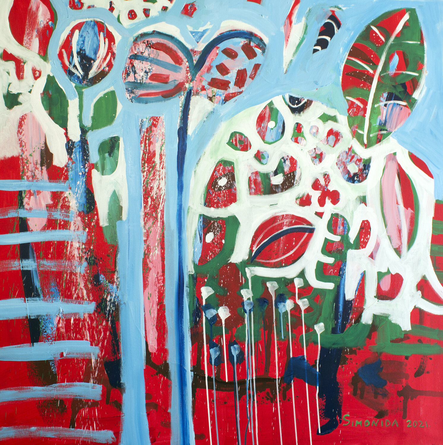 I Feel it Today as I Watch the Swallows Simonida Djordjevic Originalgemälde zu verkaufen