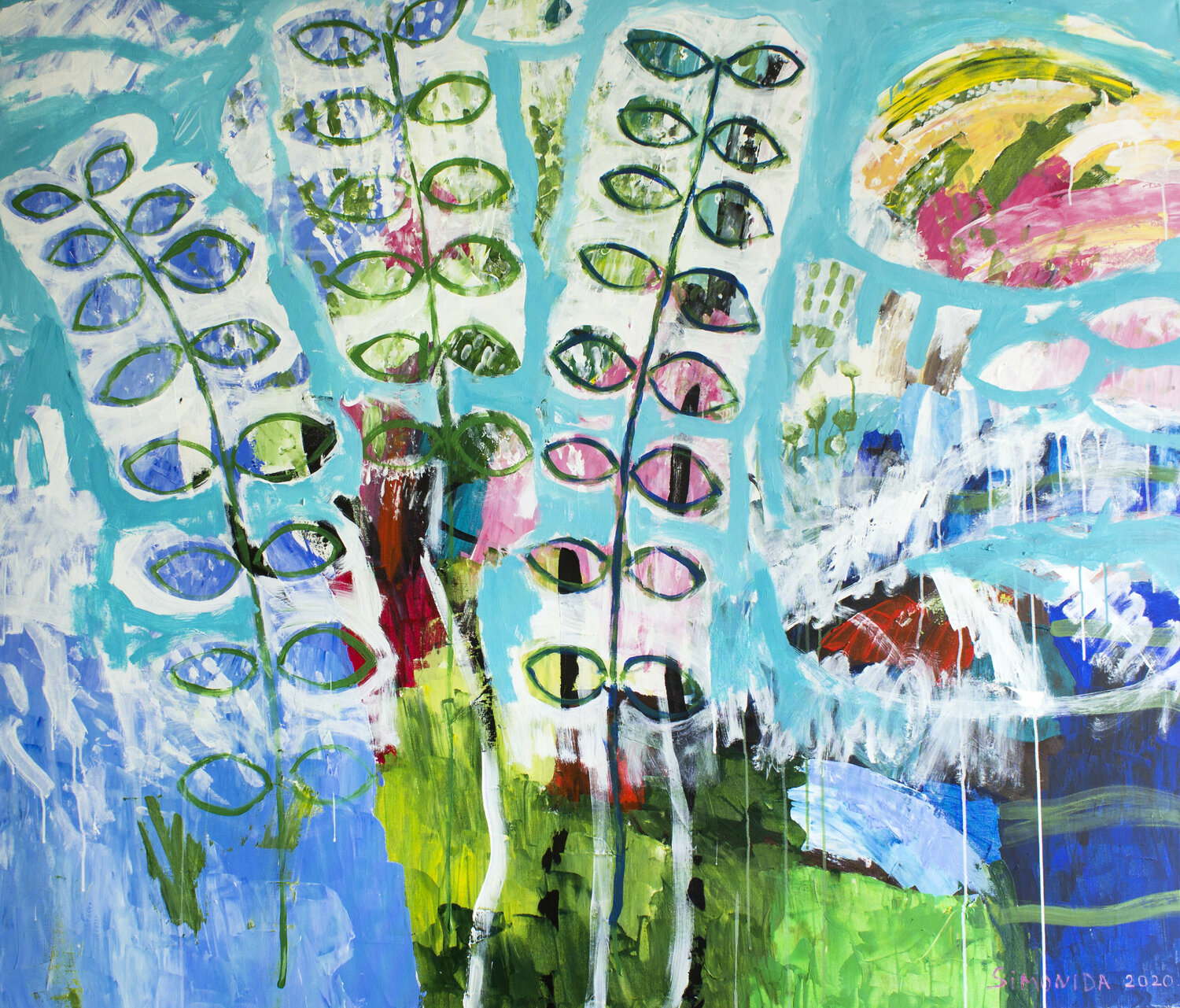 A Play of Light in the Spring Garden Simonida Djordjevic Dipinto originale in vendita