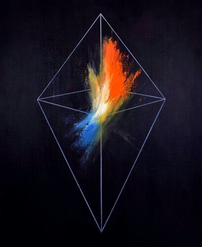 In Bloom No.2 Orange and Blue de Daisuke Ujuan, Pintura a la venta en Singulart