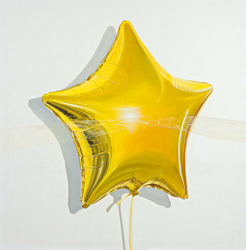 Yellow balloon with tape von Sergey Piskunov, Malerei kaufen auf Singulart
