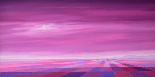 Luna decreciente sobre campos de lavanda Marietta Negueruela