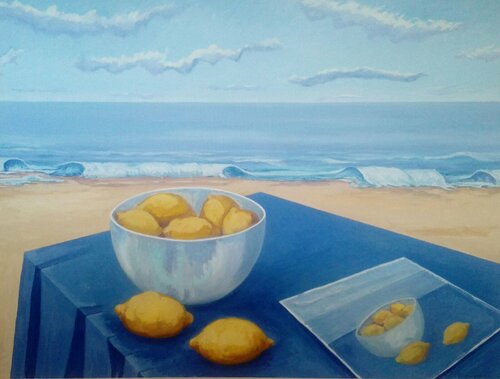 Pintando limones di Marietta Negueruela, Pittura in vendita su Singulart