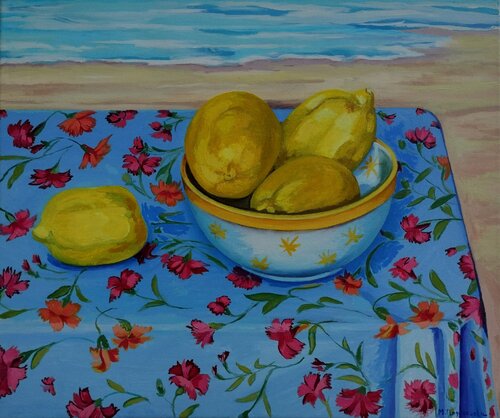 Limones y Clavelinas de Marietta Negueruela, Pintura a la venta en Singulart