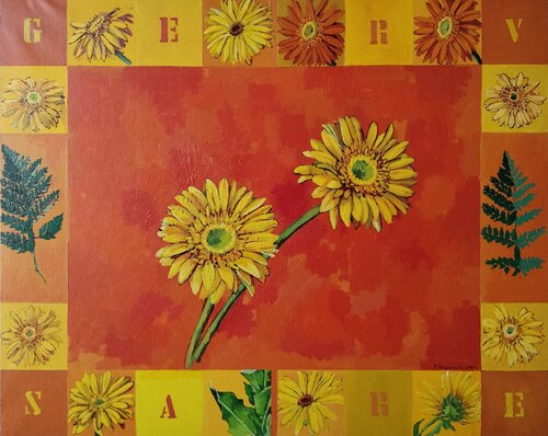 Gerveras van Marietta Negueruela, Schilderij te koop op Singulart