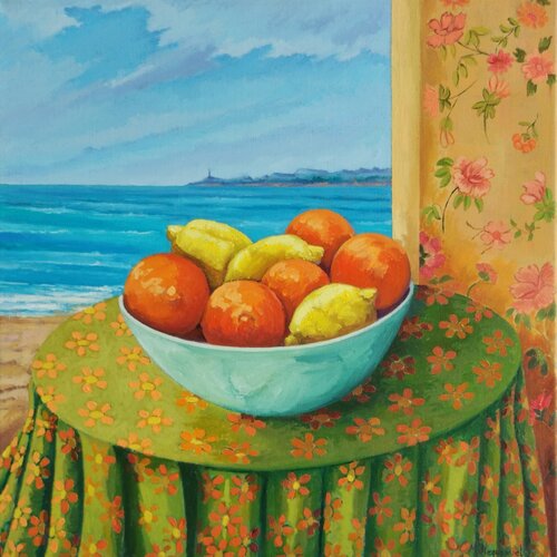 Naranjas y limones en casa mallorquina by Marietta Negueruela, Painting for Sale on Singulart