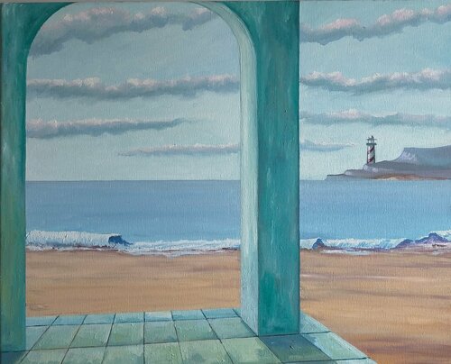 El faro de Puerto Colón by Marietta Negueruela, Painting for Sale on Singulart