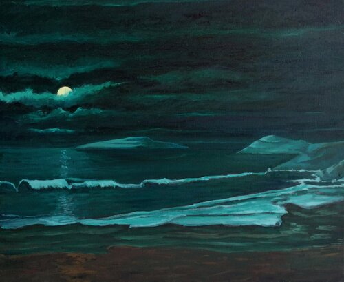 Esa luna en el Mediterráneo van Marietta Negueruela, Schilderij te koop op Singulart