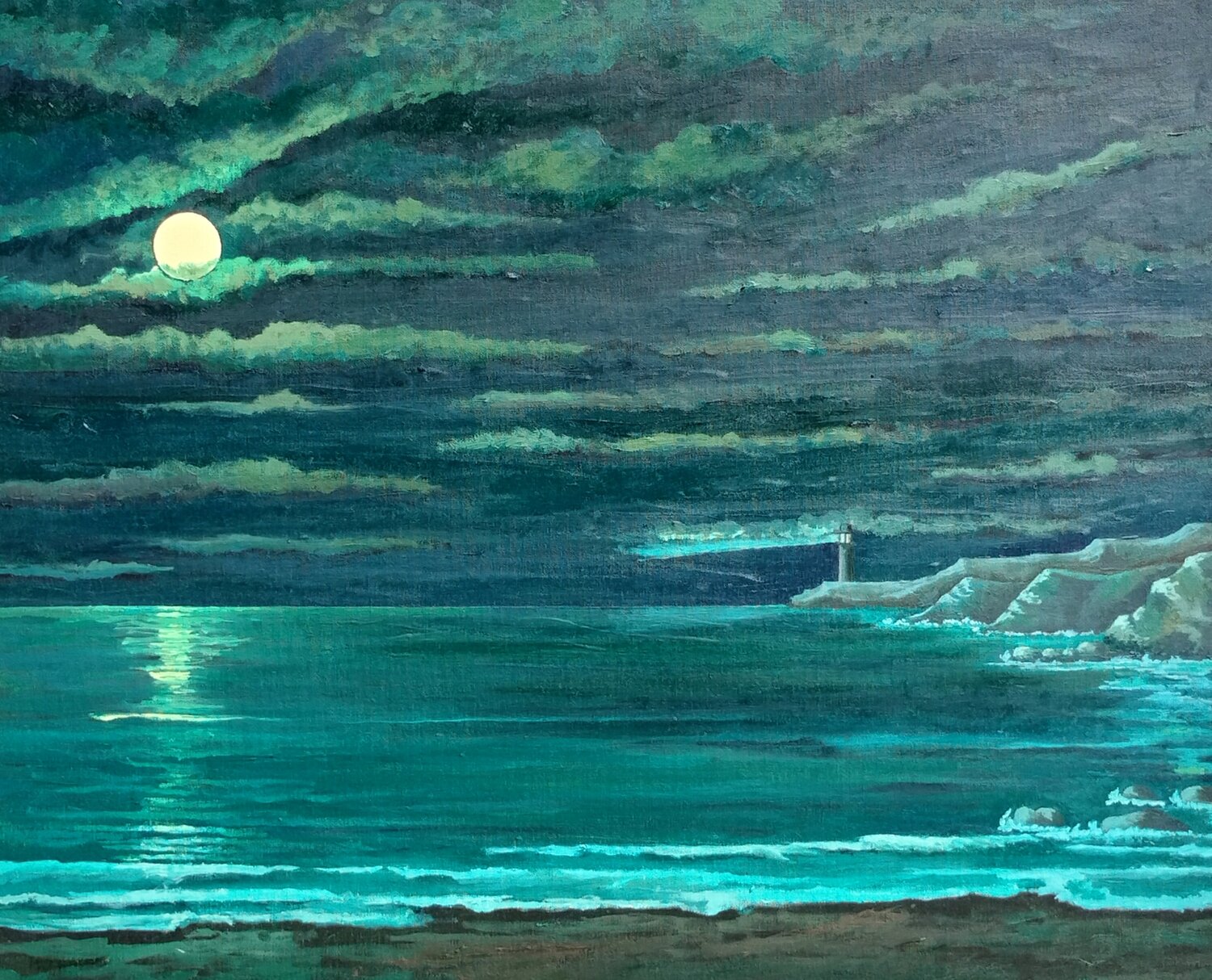 Faro con mar en calma Marietta Negueruela Originalgemälde zu verkaufen