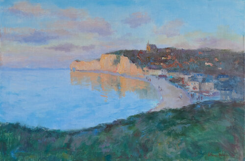 Sunset in Étretat di Oksana Johnson, Pittura in vendita su Singulart
