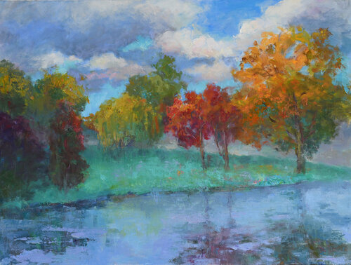 Quiet Leaves Rustling de Oksana Johnson, Pintura a la venta en Singulart