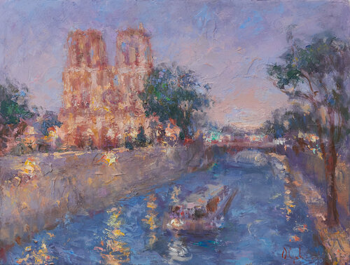 Twilight in Paris di Oksana Johnson, Pittura in vendita su Singulart