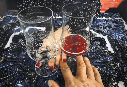 what you see a glass half empty  or half full? by José Antonio Castro-Muñiz, 소묘 for Sale on Singulart