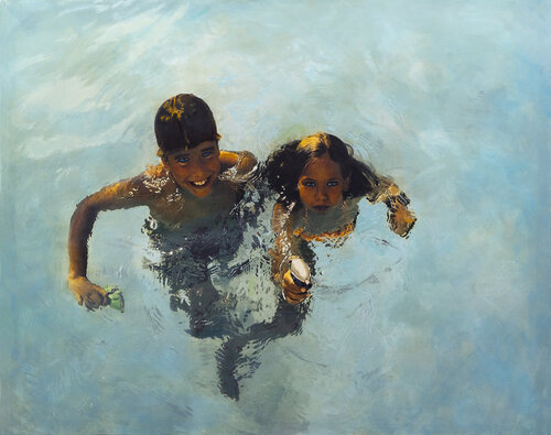 SWIMMING POOL SHOOTERS von José Antonio Castro-Muñiz, Malerei kaufen auf Singulart