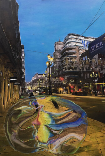 DISTORTION IN THE CITY OF LIGHTS di José Antonio Castro-Muñiz, Pittura in vendita su Singulart