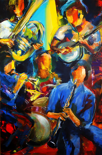 Jazz Club I by Robert Hettich, Painting for Sale on Singulart