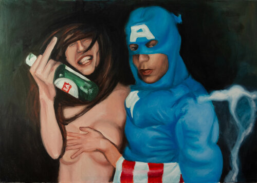 Superhero. Captain America de Marek Działek, Pintura a la venta en Singulart