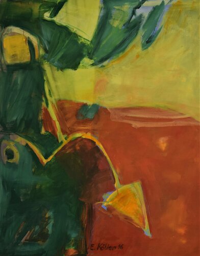 Abstrakt im rot grün und gelb van Ela Köhler, Schilderij te koop op Singulart