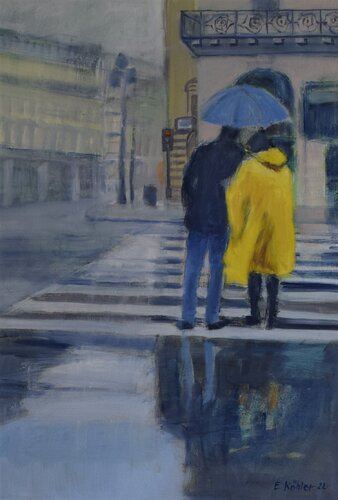 Stadt im Regen van Ela Köhler, Schilderij te koop op Singulart