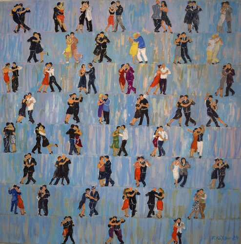 " Tango " Aus der Serie " Menschenlandschaften " van Ela Köhler, Schilderij te koop op Singulart