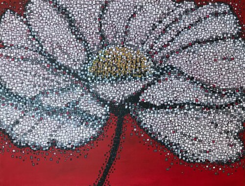 Flower on Red van Carol Zsolt, Schilderij te koop op Singulart