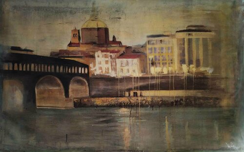 Pavia Covered bridge von Giuseppe Valia, Malerei kaufen auf Singulart