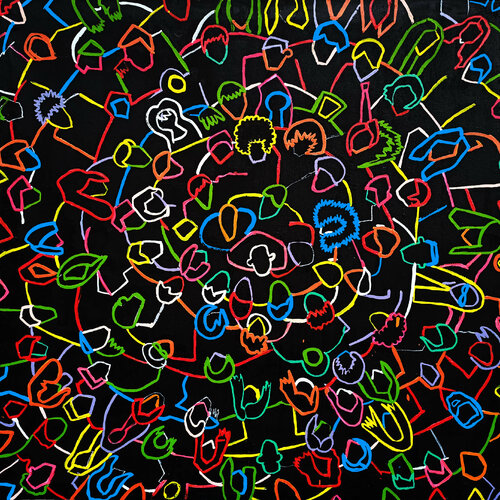 CROWD in borderlines colors von Giuseppe Valia, Malerei kaufen auf Singulart