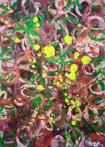 Next Stop in Field of Flowers de Giuseppe Valia, Pintura a la venta en Singulart