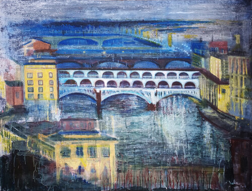 Florence Bridge over the Tiber von Giuseppe Valia, Malerei kaufen auf Singulart
