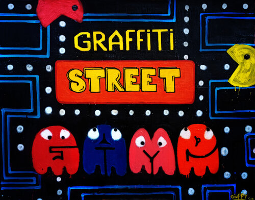 Graffiti Street Game PACMAN Style (neon color & Glow In the Dark) von Giuseppe Valia, Malerei kaufen auf Singulart