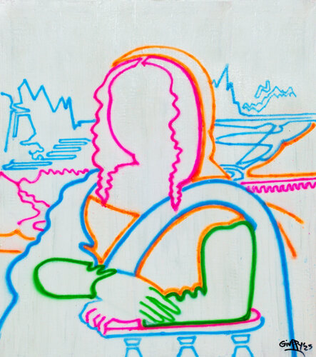 monnalisa in neon  borderline by Giuseppe Valia, 회화 for Sale on Singulart