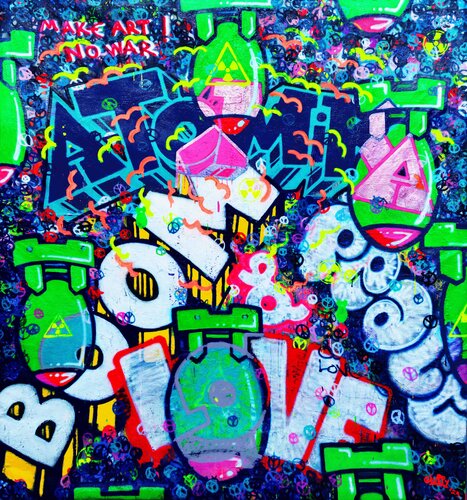 ATOMIKA BOOM PEACE & LOVE von Giuseppe Valia, Malerei kaufen auf Singulart