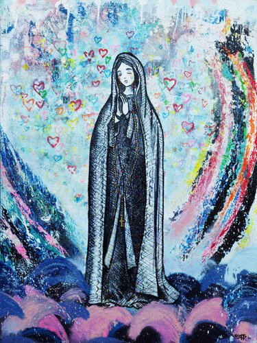 Maria cries in color von Giuseppe Valia, Malerei kaufen auf Singulart