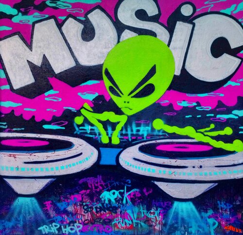 Music in abduction by Giuseppe Valia, 회화 for Sale on Singulart