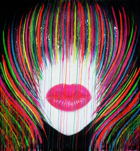 An emotional dive into her hair, her lips... de Giuseppe Valia, Pintura a la venta en Singulart