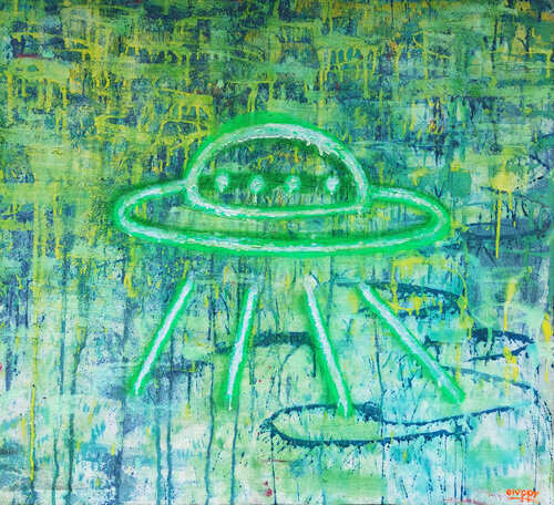 GreEn on GreEn thoughtless in Abduction by Giuseppe Valia, 회화 for Sale on Singulart
