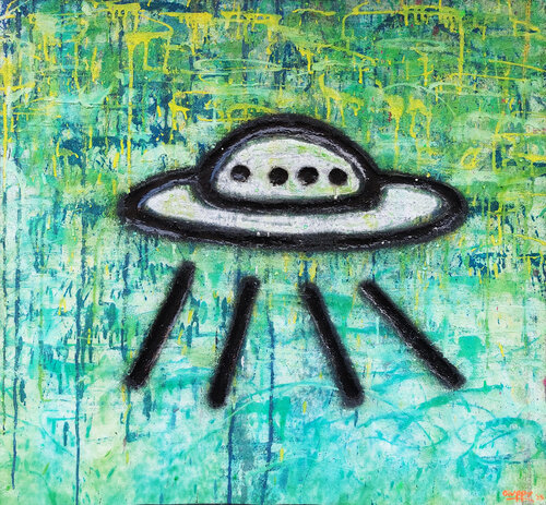 BlaCk on GreEn thoughtless  in Abduction by Giuseppe Valia, 회화 for Sale on Singulart