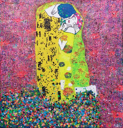 Klimt's Kiss in thoughtless by Giuseppe Valia, 회화 for Sale on Singulart
