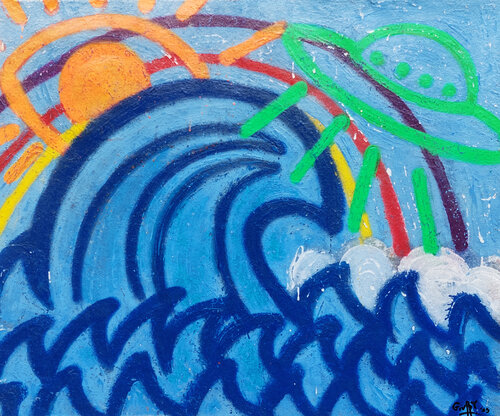 Sun-disco-wave by Giuseppe Valia, 회화 for Sale on Singulart