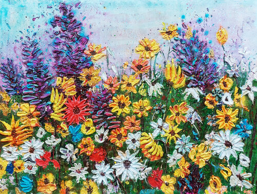 Street Garden explosion colors van Giuseppe Valia, Schilderij te koop op Singulart